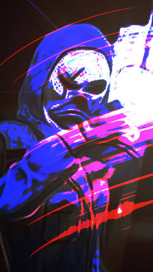 Caption: Intriguing Blue Criminal Bundle Character In Abstract Design Wallpaper