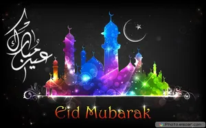 Caption: Joyful Celebrations Of Eid Mubarak Wallpaper