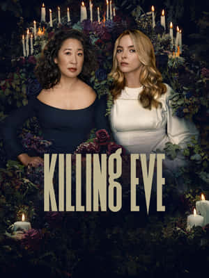 Caption: Killing Eve's Villanelle In Dramatic Action Wallpaper