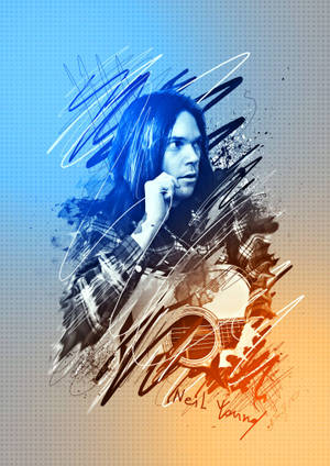 Caption: Legendary Canadian Singer Neil Young In Digital Art Form Wallpaper