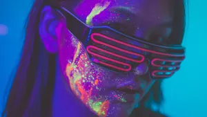 Caption: Magical Forest Glowing At Night Wallpaper