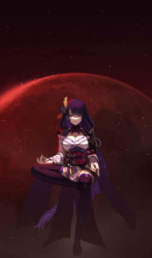 Caption: Majestic Artwork Of Baal, The Electro Archon From Genshin Impact Wallpaper