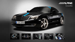 Caption: Majestic Black Alpine Chrysler Crossfire Amidst Mountainous Landscape Wallpaper