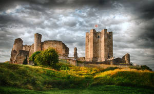 Caption: Majestic Conisbrough Castle In Yorkshire Wallpaper