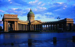 Caption: Majestic Facade Of The Kazan Cathedral In Russia Wallpaper