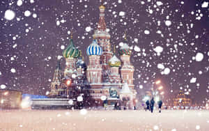 Caption: Majestic Saint Basil's Cathedral At Kremlin, Moscow Wallpaper