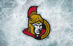 Caption: Ottawa Senators Iced Logo On A Red Background Wallpaper