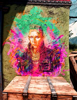 Caption: Pagan Min Mural - An Iconic Representation In Far Cry 4 Hd Phone Wallpaper Wallpaper