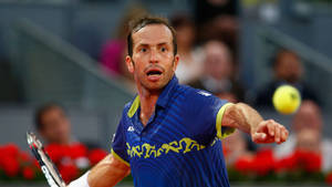 Caption: Pro Tennis Player Radek Stepanek Concentrating On Game Wallpaper