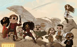 Caption: Serenity Cruising Through The Galaxy - Firefly Tv Show Wallpaper