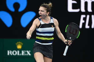 Caption: Simona Halep, Dominating The Court Wallpaper