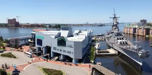 Caption: Stunning View Of Nauticus Port In Virginia Wallpaper