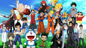 Caption: Stupendous Anime Collage Showcasing Exciting Characters Wallpaper