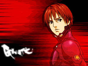 Caption: The Stoic Kei Kurono From Gantz In An Intense Red Poster Wallpaper