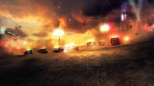 Caption: Thrilling Stunts- Dirt Showdown In Amusement Park Wallpaper