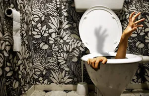 Caption: Unusual Perspective Of Modern Toilet Bowl Wallpaper