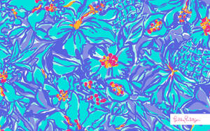Caption: Vibrant Blue Flowers On Lilly Pulitzer Desktop Wallpaper Wallpaper