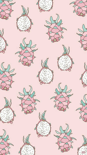 Caption: Vibrant Dragonfruit Arrangement On A Baby Pink Background Wallpaper