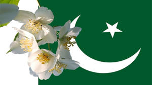 Caption: Vibrant Floral Emblem Of Pakistan Wallpaper