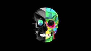 Caption: Vibrant Mexican Cubism Art Of A Skull Wallpaper