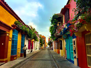 Captivating Cartagena: Colorful Colonial Architecture Wallpaper