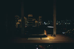 Captivating Dark Office Space Wallpaper