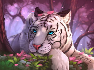 Captivating Floral White Tiger Wallpaper