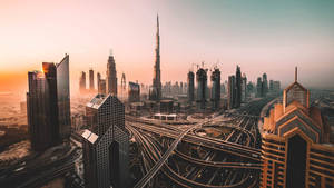 Captivating Golden Hour In Dubai 4k Wallpaper