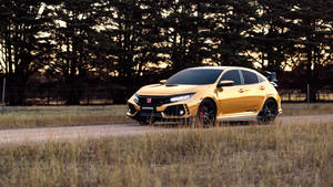 Captivating Honda Civic In Yellow & Black Wallpaper