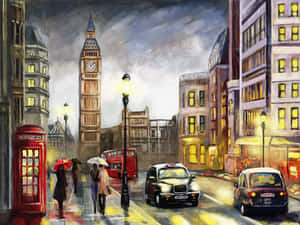 Captivating Oil Painting Of A Vibrant Sunset Wallpaper