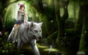 Captivating Wolf With Its Piercing Green Eyes Wallpaper