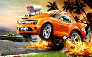 Car With Crazy Turbo Engines Wallpaper