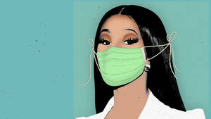 Cardi B Mask Art Wallpaper