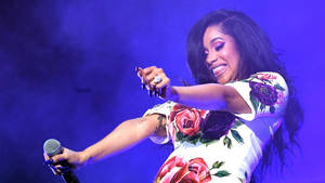 Cardi B White Floral Dress Wallpaper