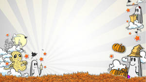 Caring Cartoon Halloween Ghosts Wallpaper