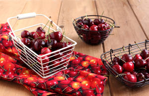 Carmen Cherries In Wired Baskets Wallpaper