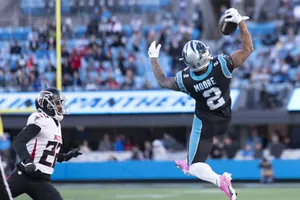 Carolina Panthers Dj Moore Against Atlanta Falcons 2021 Wallpaper