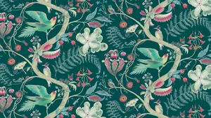 Carolina Parakeet Newton Paisley Print Wallpaper