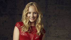 Caroline Forbes In Red Stylish Dress Wallpaper