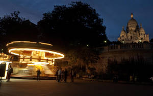 Carousel At The Sacre Coeur Basilica Wallpaper