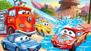 Cars Splashing Water Wallpaper