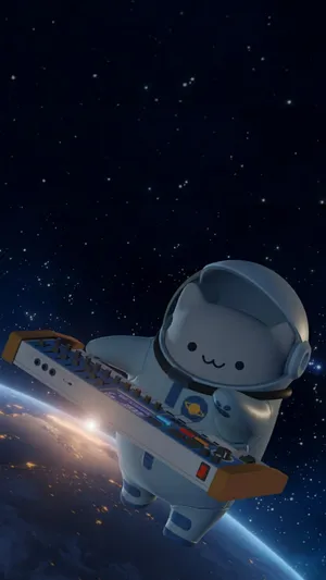 Cartoon Astronaut Cat Wallpaper