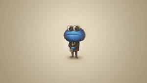 Cartoon Cookie Monster In Black Suit Wallpaper