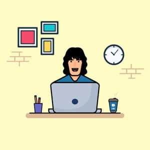 Cartoon Girl Working Wallpaper