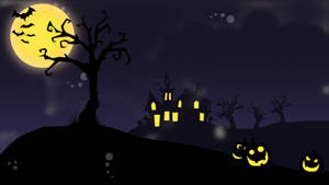 Cartoon Halloween Haunted House Wallpaper