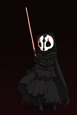 Cartoon Illustration Of Darth Nihilus In A Unique Artistic Style. Wallpaper