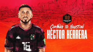 Cartoon Illustration Of Hector Herrera Playing Football For Houston Dynamo Wallpaper