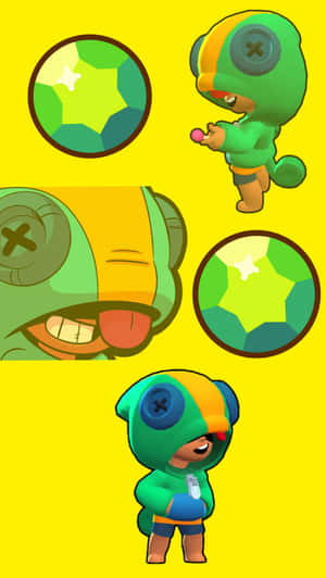 Cartoon Leon Brawl Stars On Yellow Wallpaper