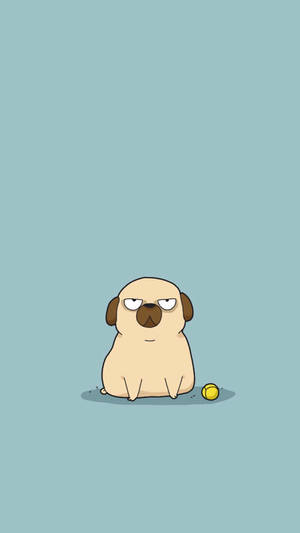 Cartoon Pug Dog With Ball Wallpaper