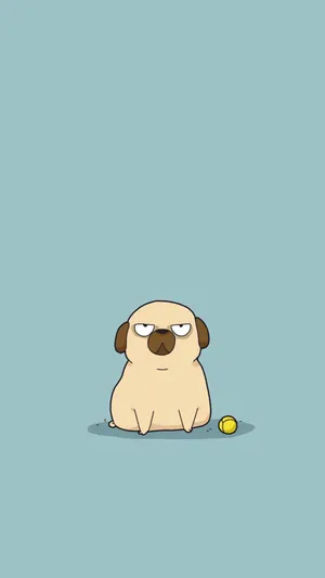 Cartoon Pug Dog With Ball Wallpaper